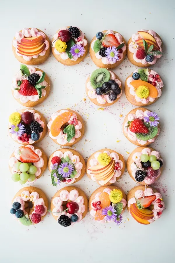 Decorated fruit tarts from Namz Bake House